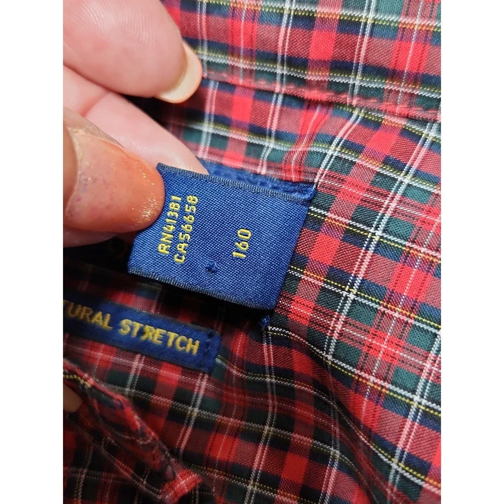 Ralph Lauren Kids Tartan Red Plaid Button Down Shirt Long Sleeve L 14-16